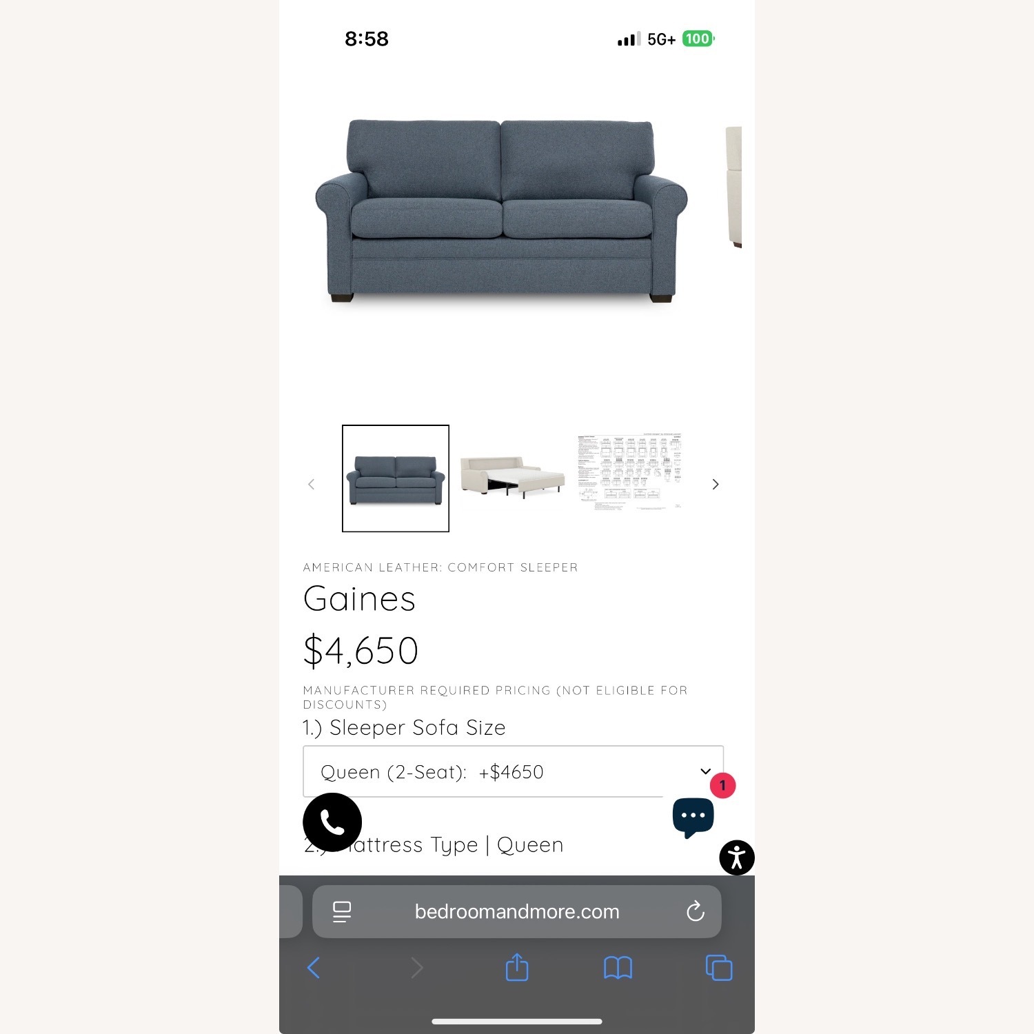 American Leather Gaines Comfort Sleeper - image-10