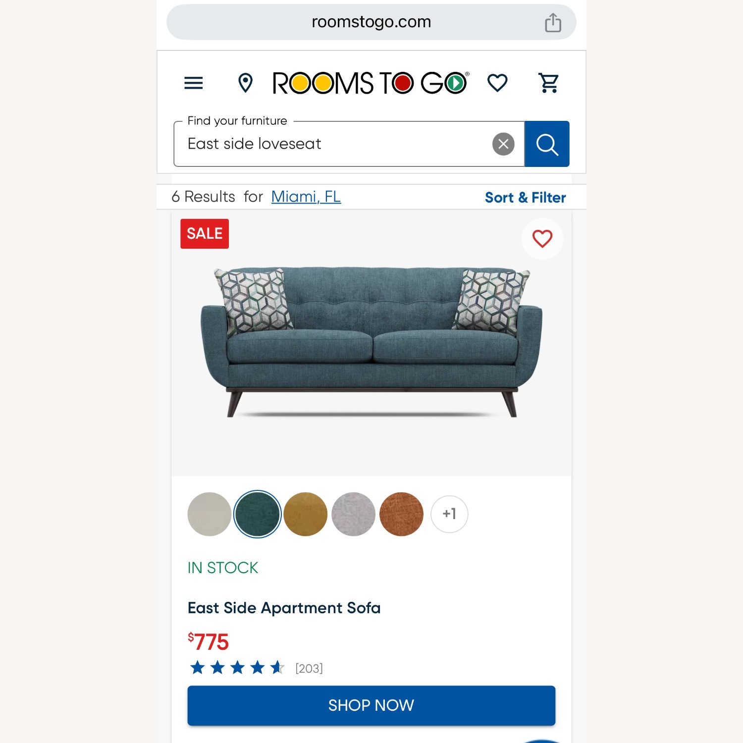 Rooms To Go Midcentury Modern Loveseat Sofa Teal - image-5