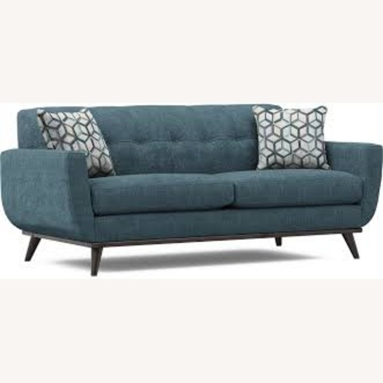 Rooms To Go Midcentury Modern Loveseat Sofa Teal - image-8