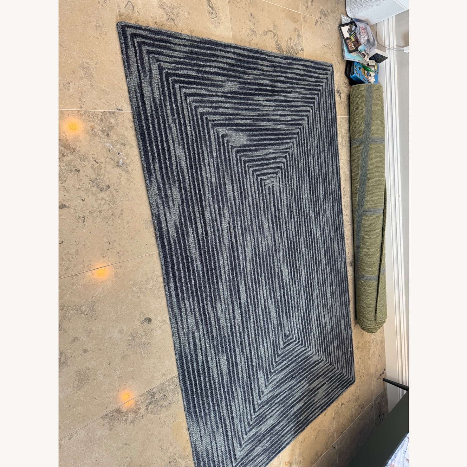  Pottery Barn Kids Mercer Blue Geometric Rug  - image-1