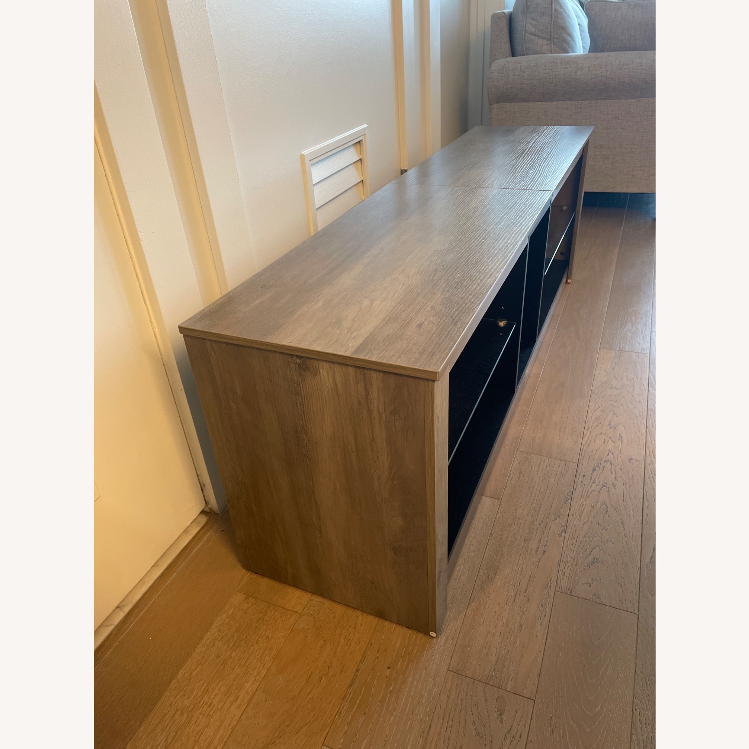 Amazon Bestier LED TV Stand Adjustable Shelves Wash Gray - image-3