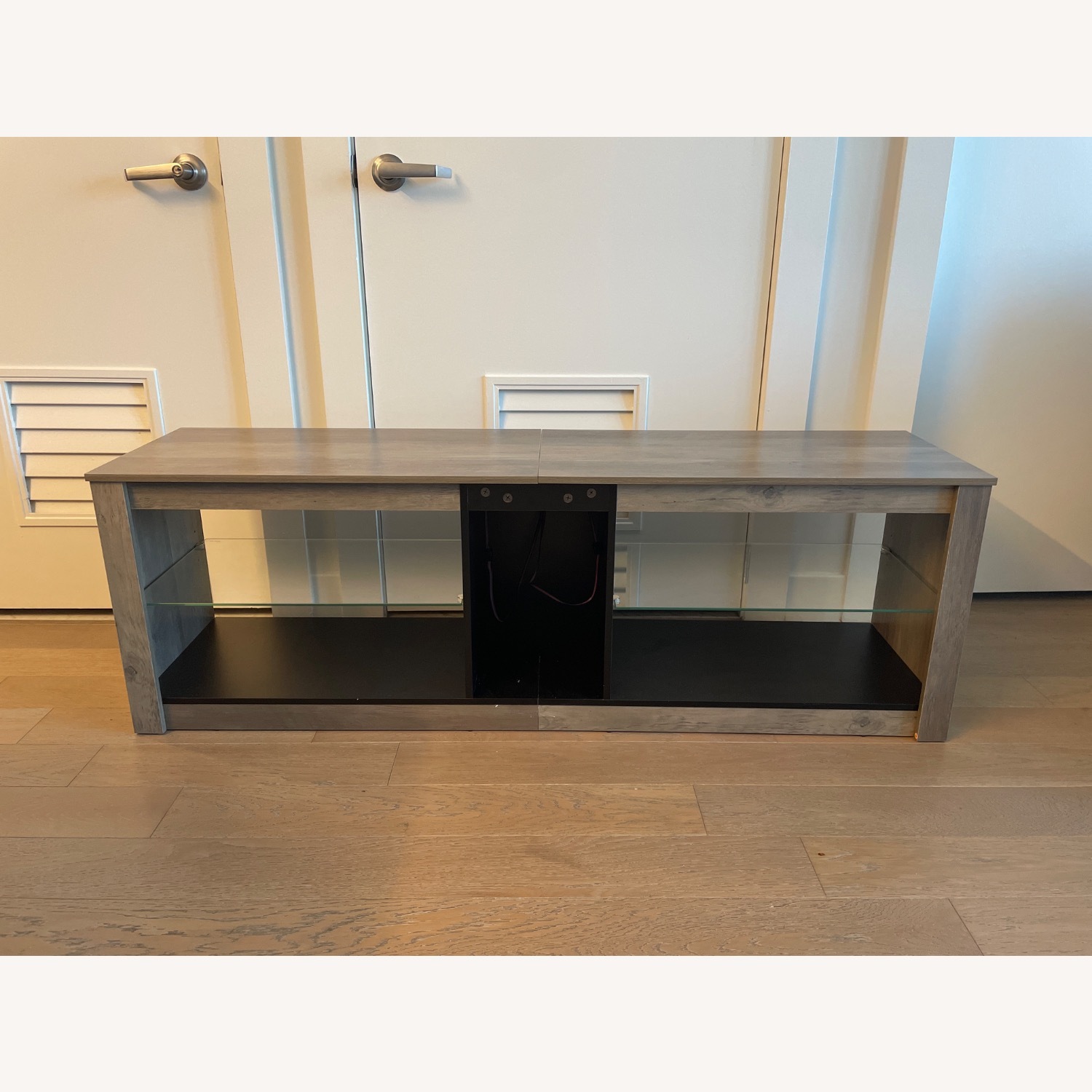 Amazon Bestier LED TV Stand Adjustable Shelves Wash Gray - image-2