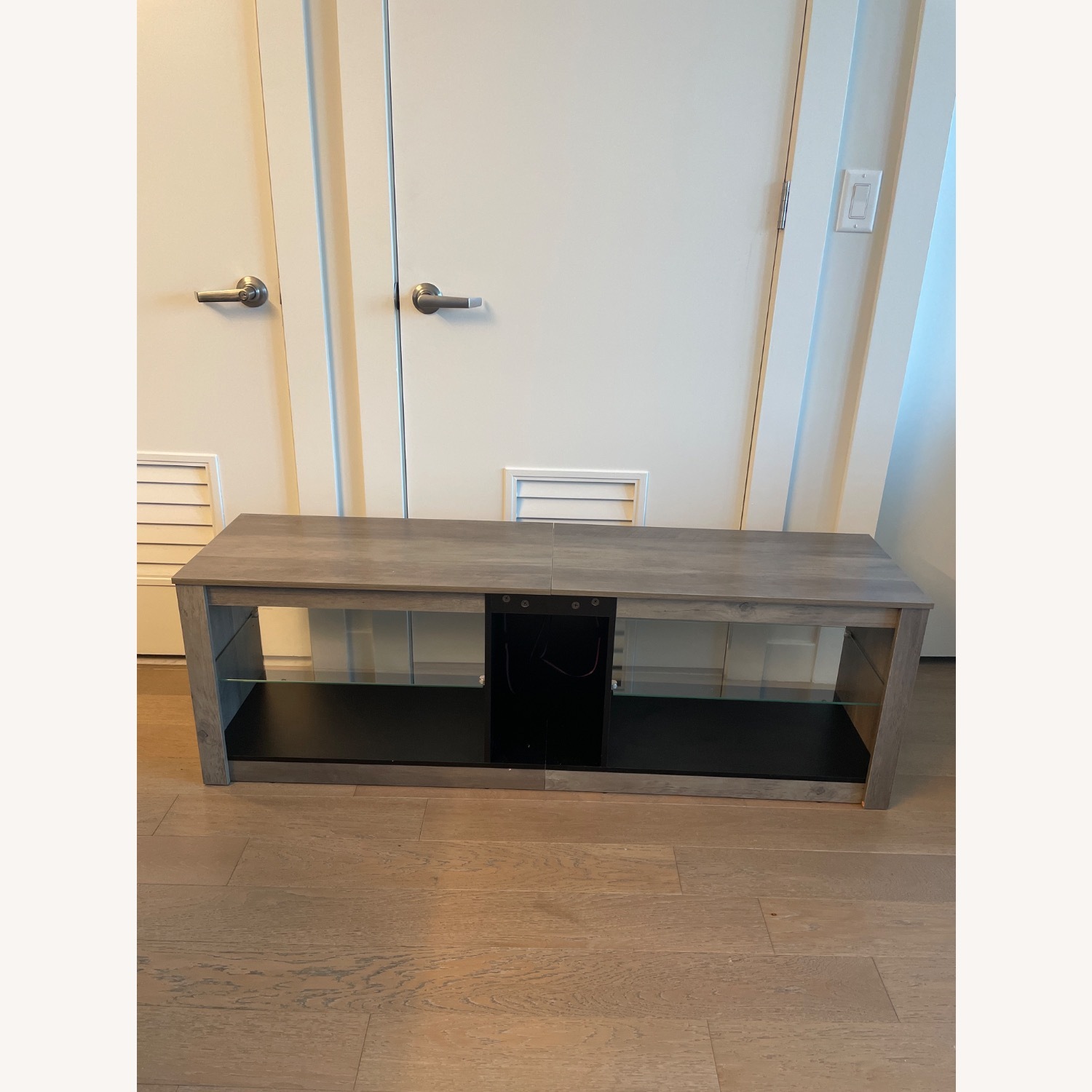 Amazon Bestier LED TV Stand Adjustable Shelves Wash Gray - image-1