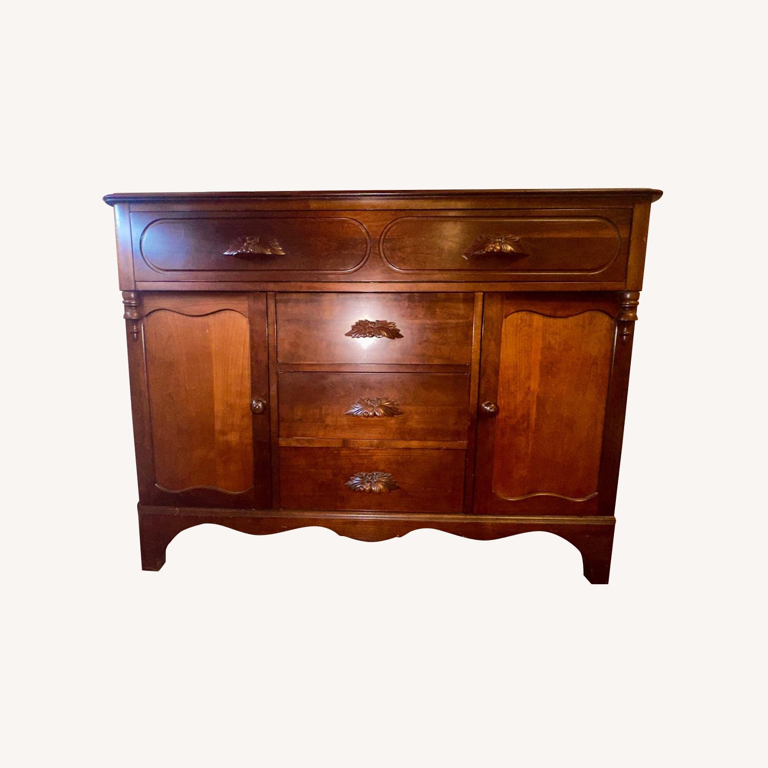 Large Vintage Solid Wood Cherry Buffet Fruit Motif - image-0