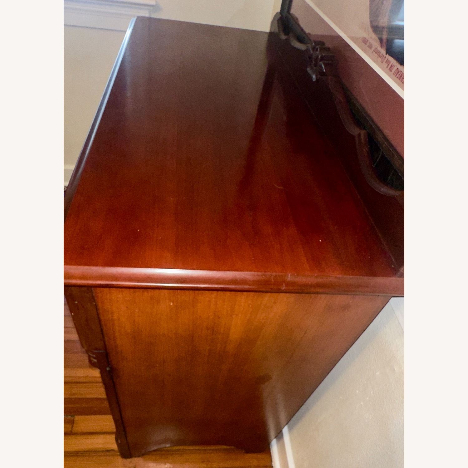 Large Vintage Solid Wood Cherry Buffet Fruit Motif - image-3