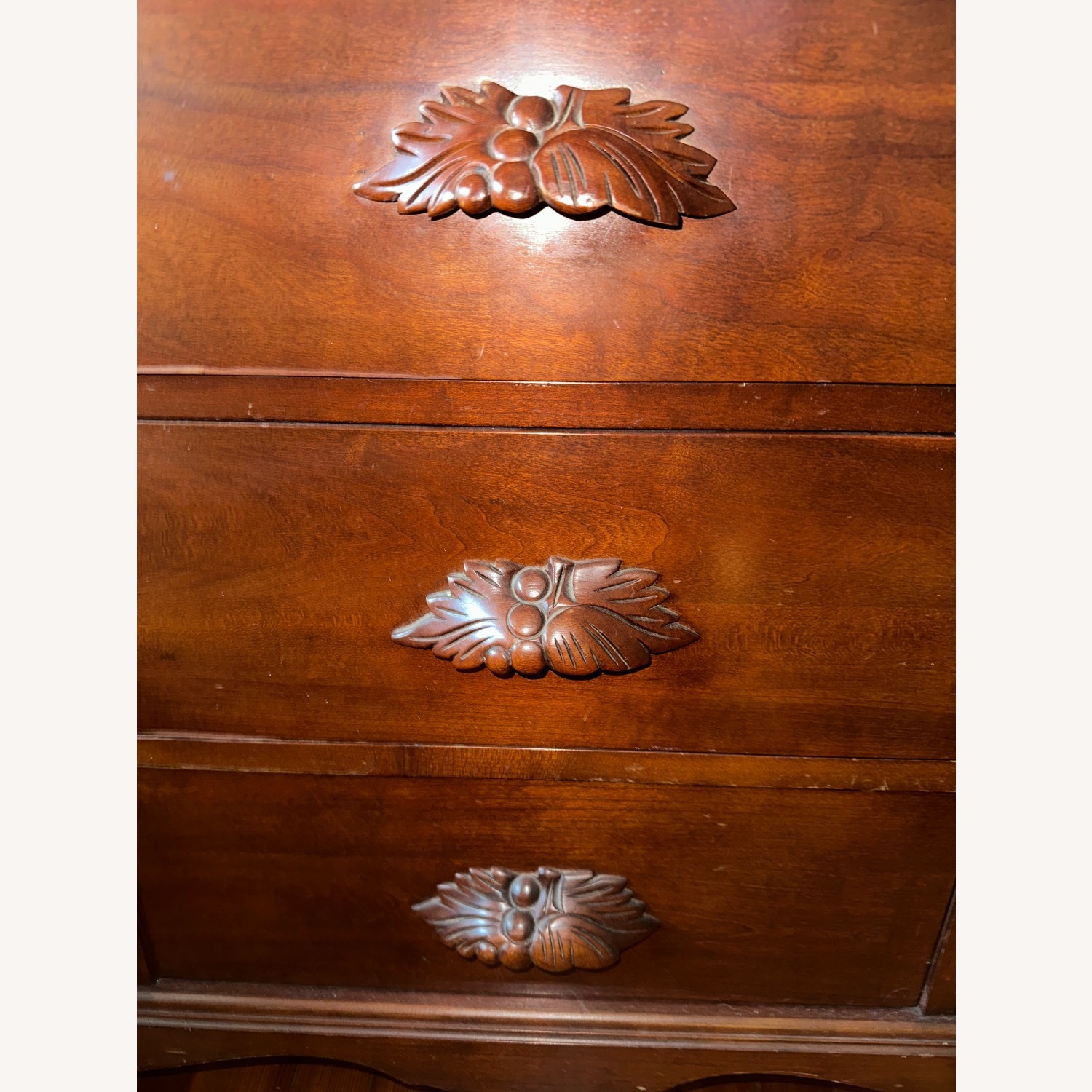 Large Vintage Solid Wood Cherry Buffet Fruit Motif - image-4
