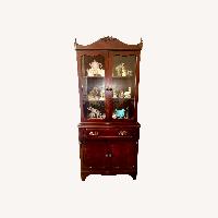 Vintage Cherry Motif Glass-Front China Cabinet