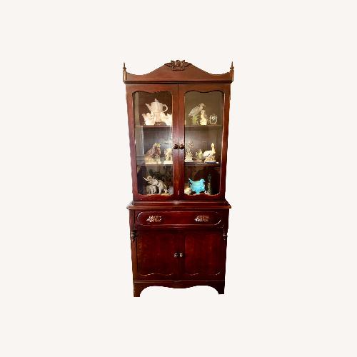 Used Vintage Cherry Motif Glass-Front China Cabinet for sale on AptDeco