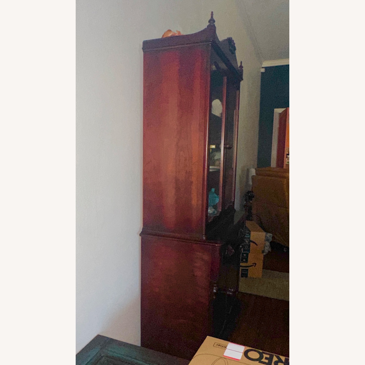 Vintage Cherry Motif Glass-Front China Cabinet - image-3