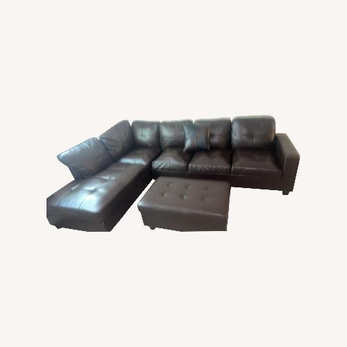 Used Dark Brown Faux Leather 3 Piece Sectional for sale on AptDeco