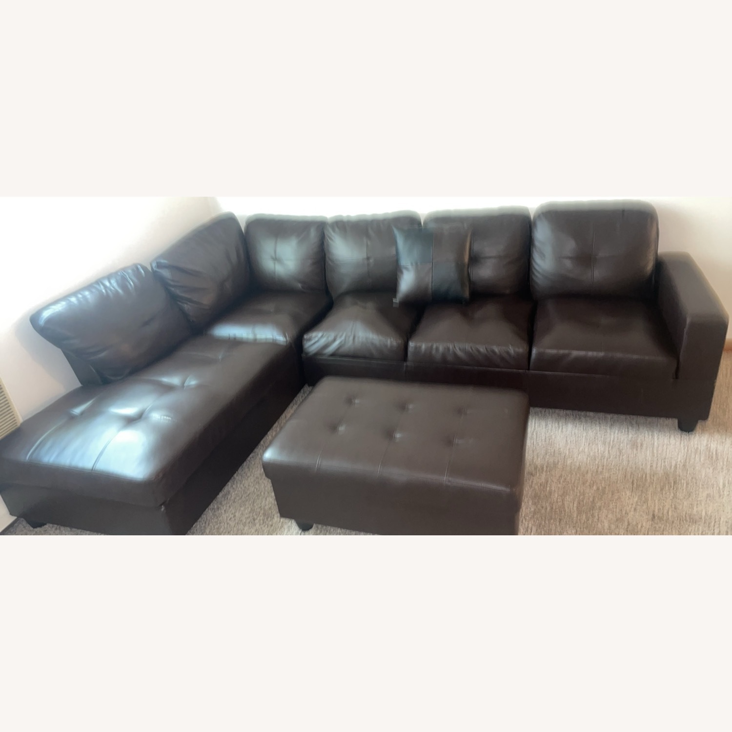 Dark Brown Faux Leather 3 Piece Sectional - image-2