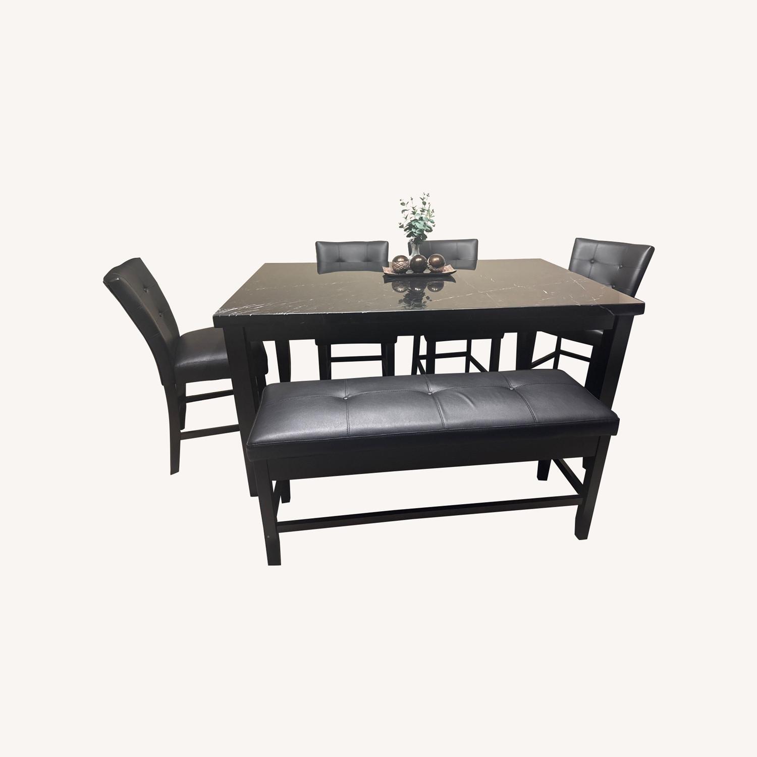 Montibello Black Marble Set with Storage Bench - image-0