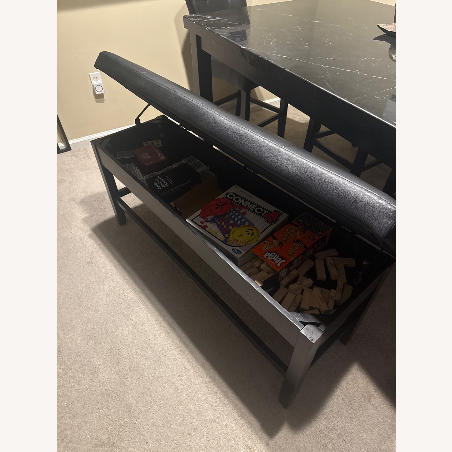 Montibello Black Marble Set with Storage Bench - image-7