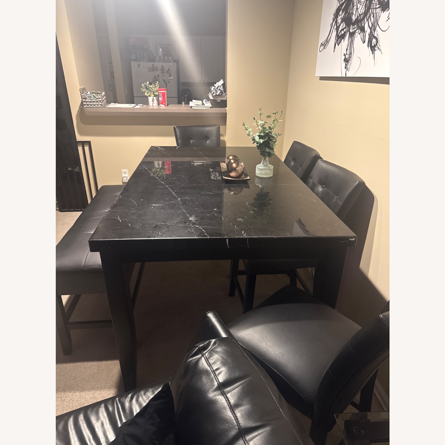 Montibello Black Marble Set with Storage Bench - image-3