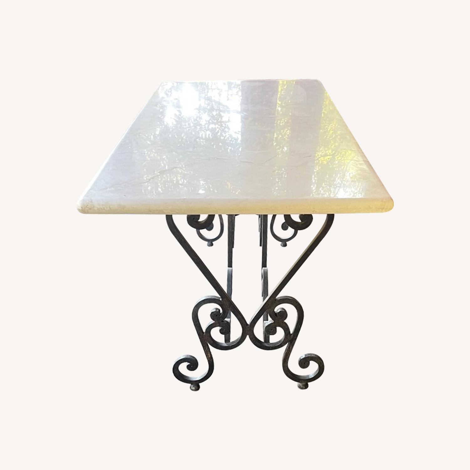 Marble Table Top with Iron Base - image-0