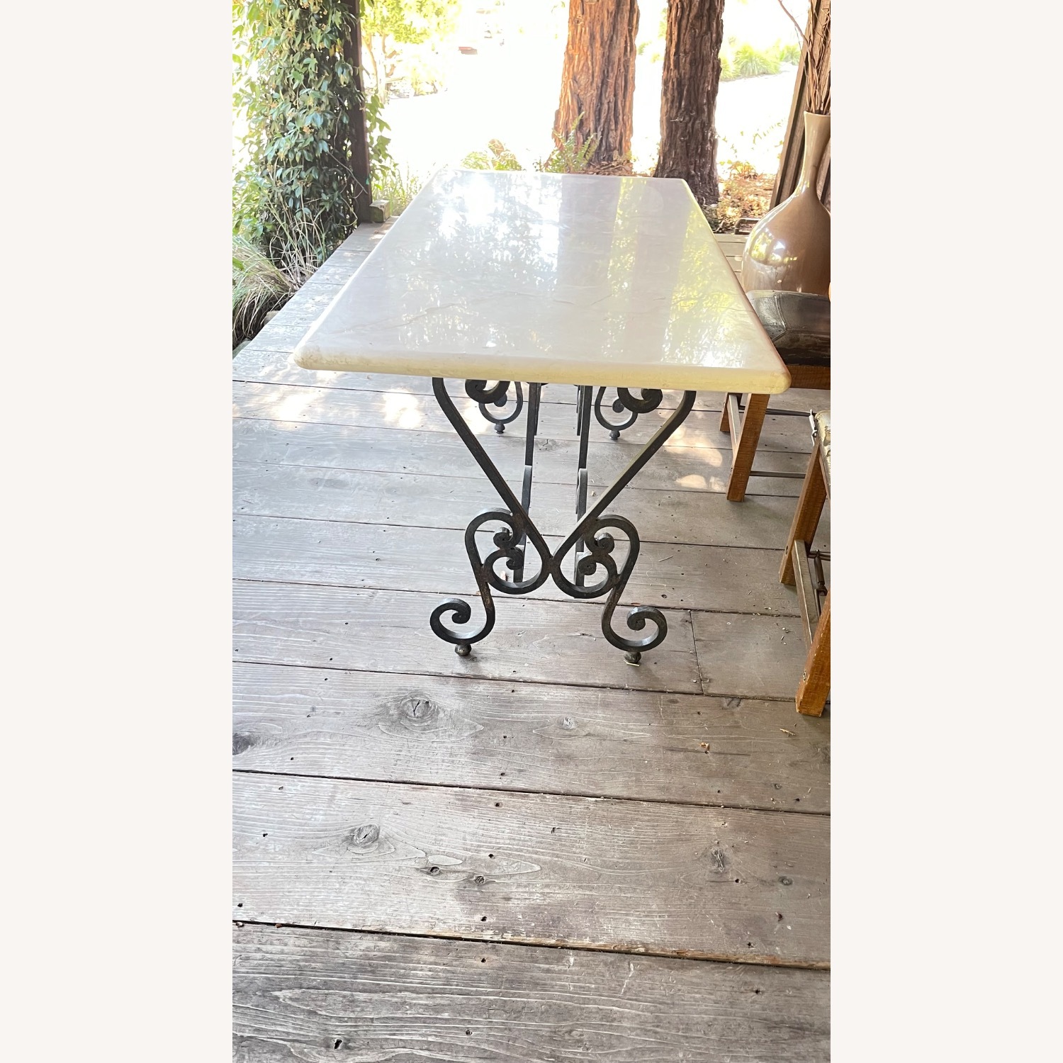 Marble Table Top with Iron Base - image-1