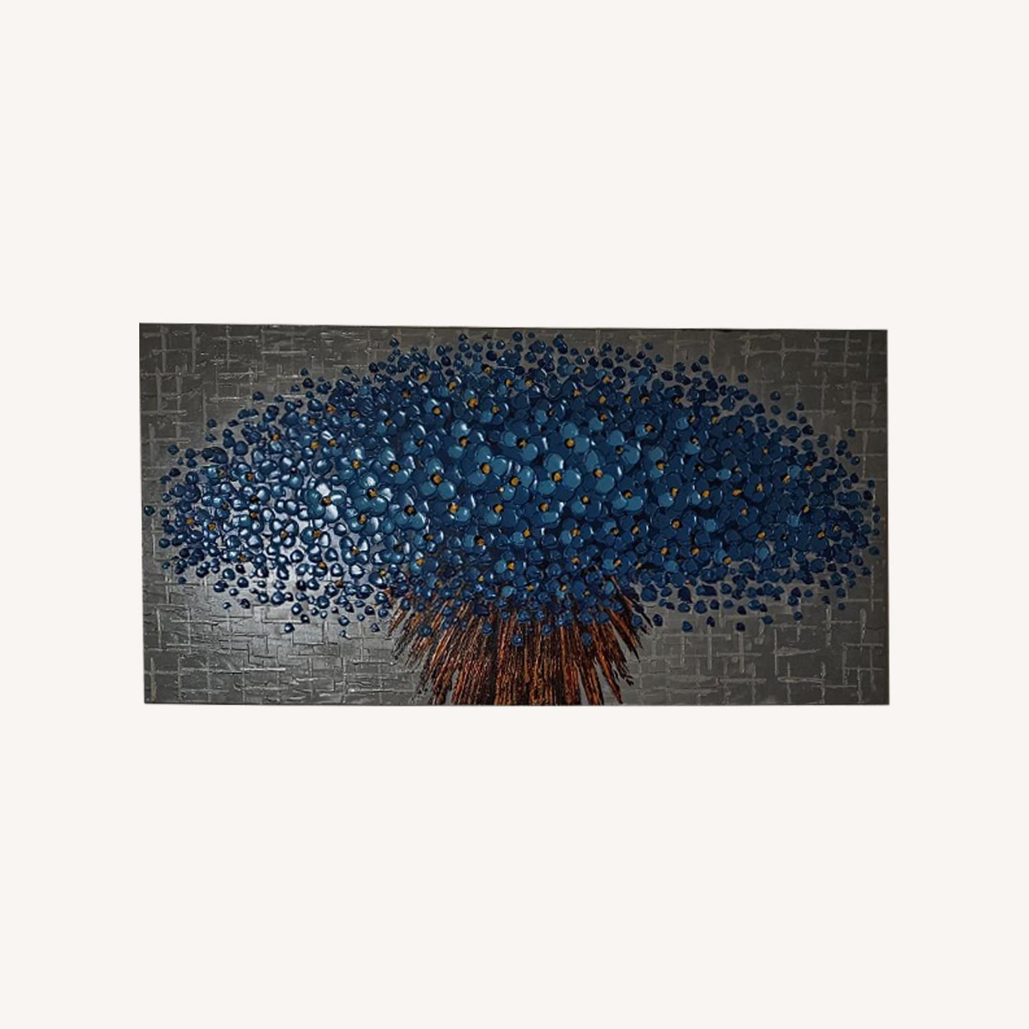 Blue Wall Flower Painting - image-0