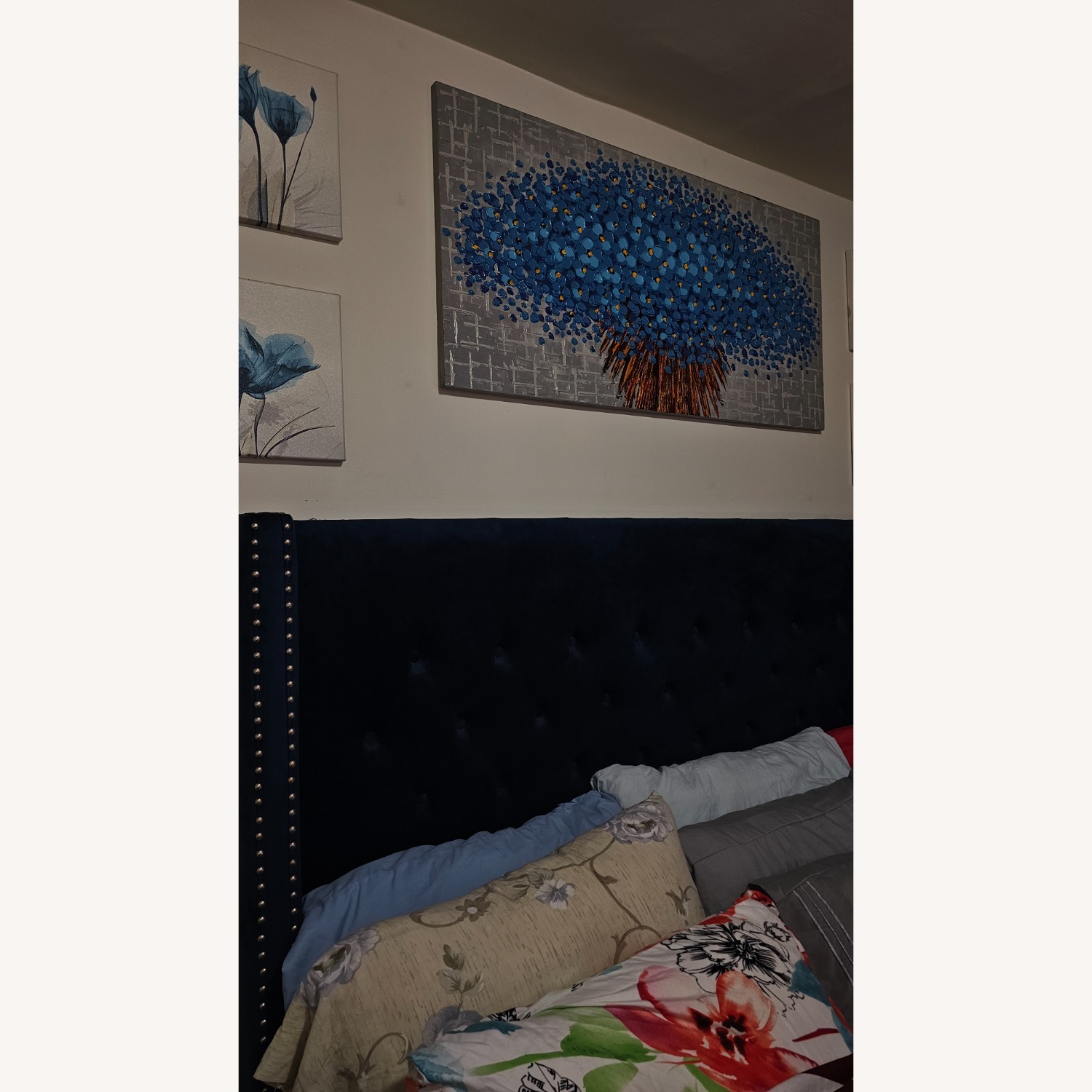 Blue Wall Flower Painting - image-2