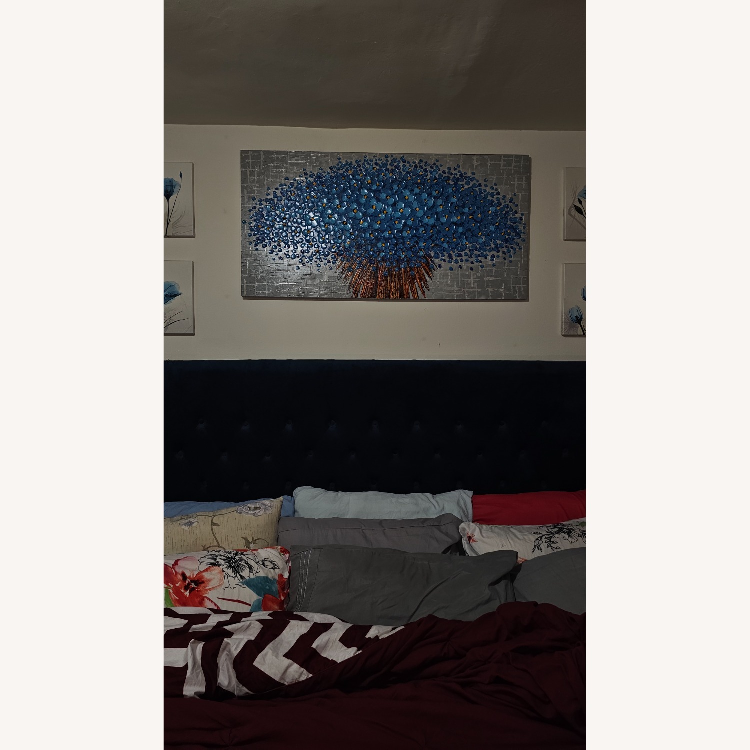 Blue Wall Flower Painting - image-1