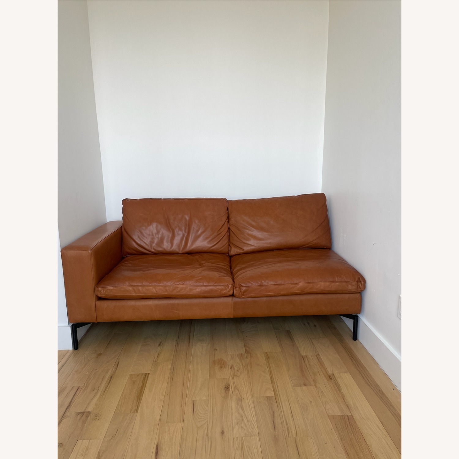 Blu Dot Toffee Warm Brown Leather L Shaped Couch - image-3