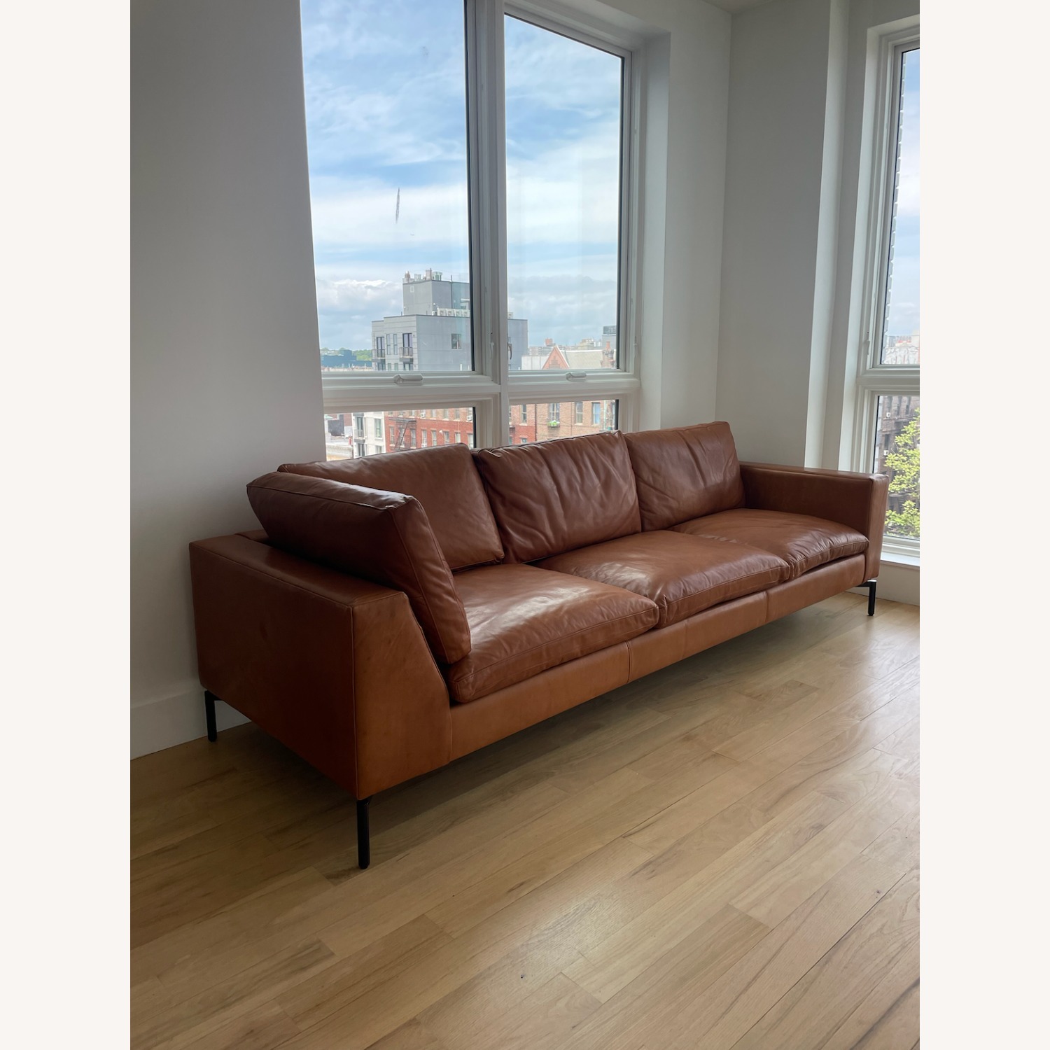 Blu Dot Toffee Warm Brown Leather L Shaped Couch - image-2
