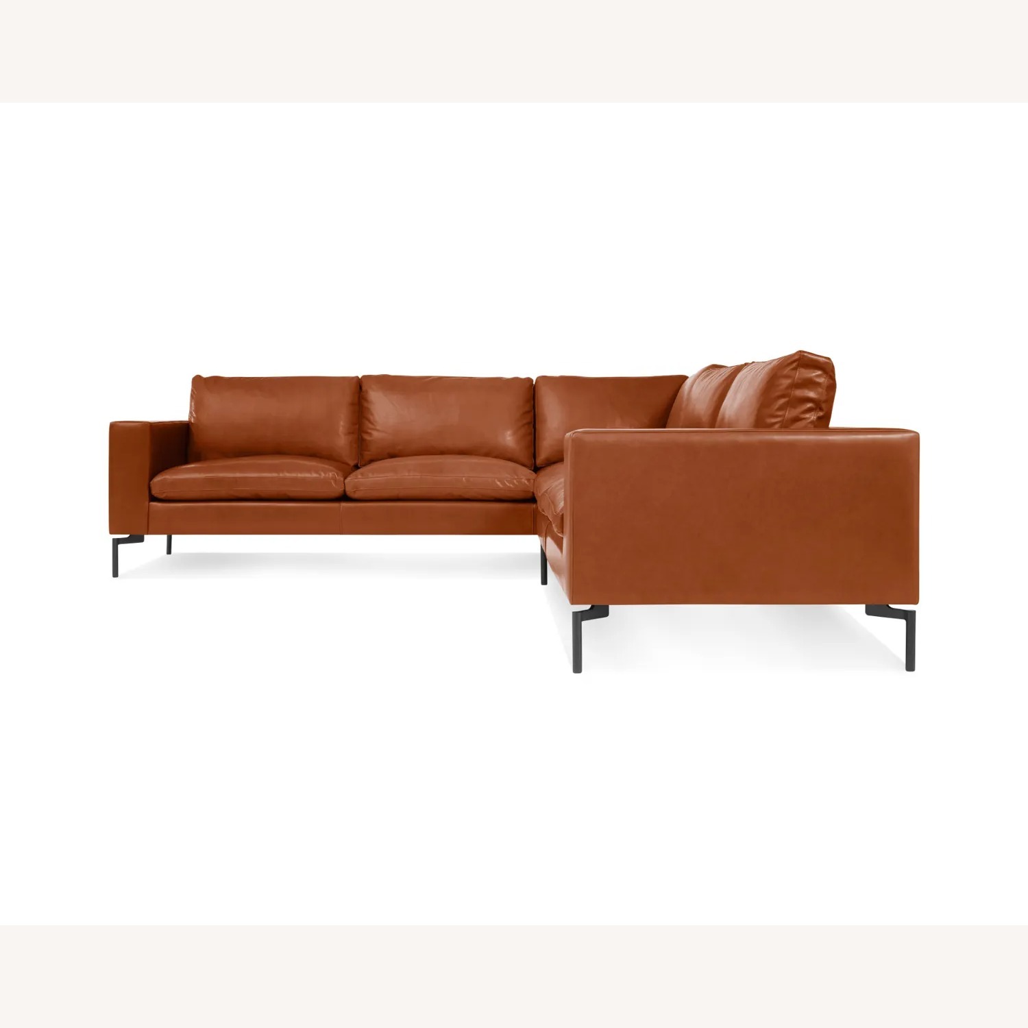 Blu Dot Toffee Warm Brown Leather L Shaped Couch - image-1