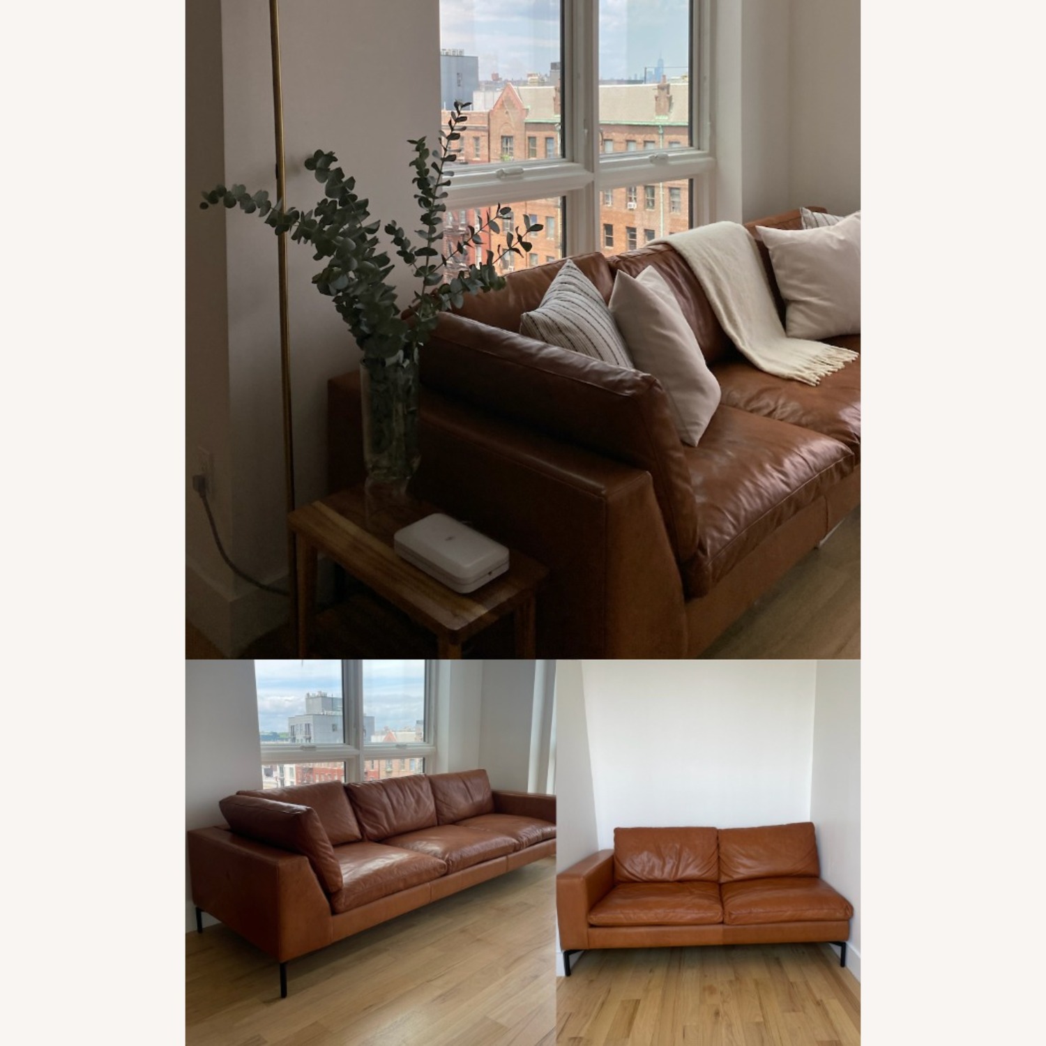Blu Dot Toffee Warm Brown Leather L Shaped Couch - image-4
