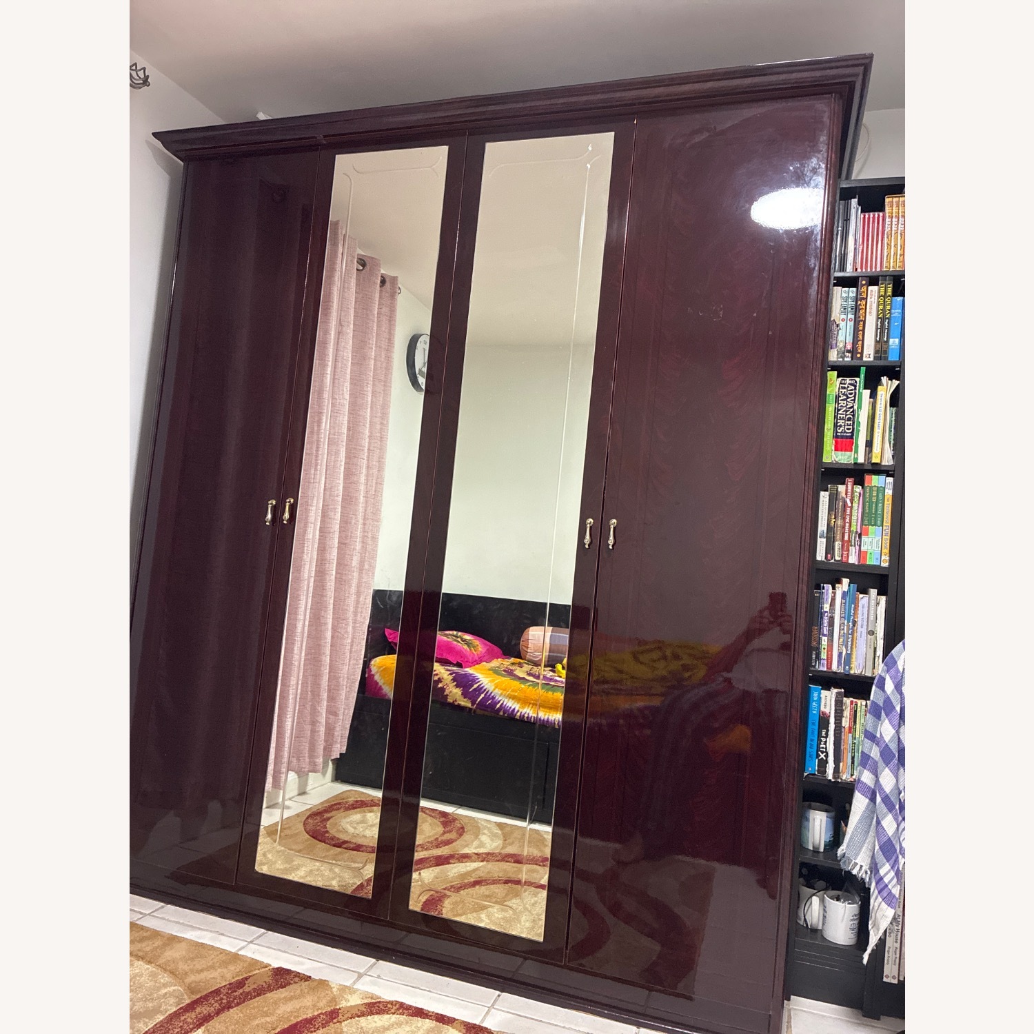 Four Door with Mirror Armoire Wardrobe - image-1