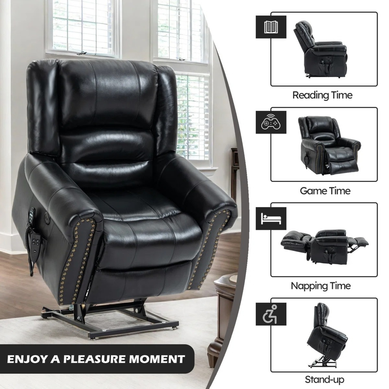 Wayfair Power Lift leather Recliner With Heat And Massage - image-3