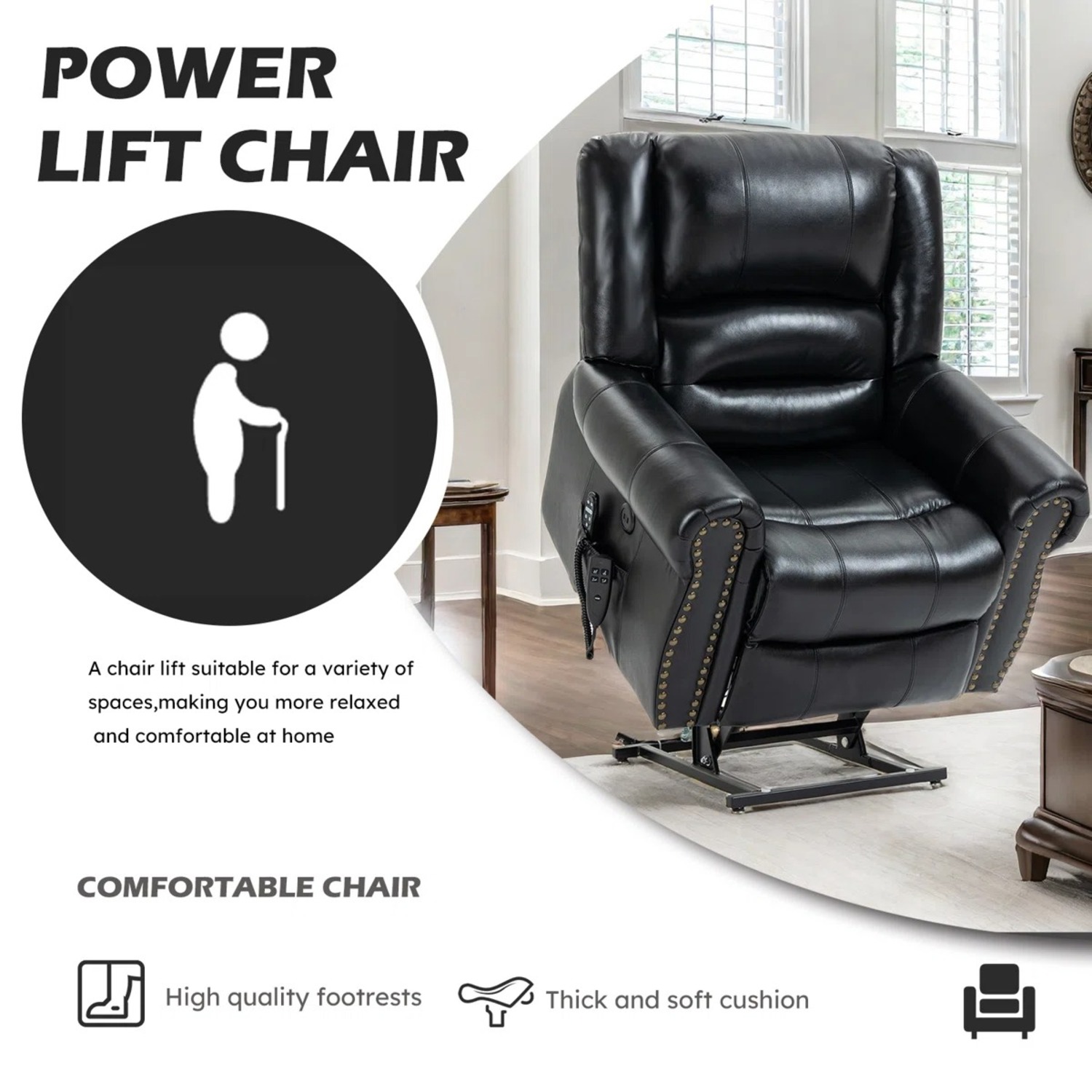 Wayfair Power Lift leather Recliner With Heat And Massage - image-2