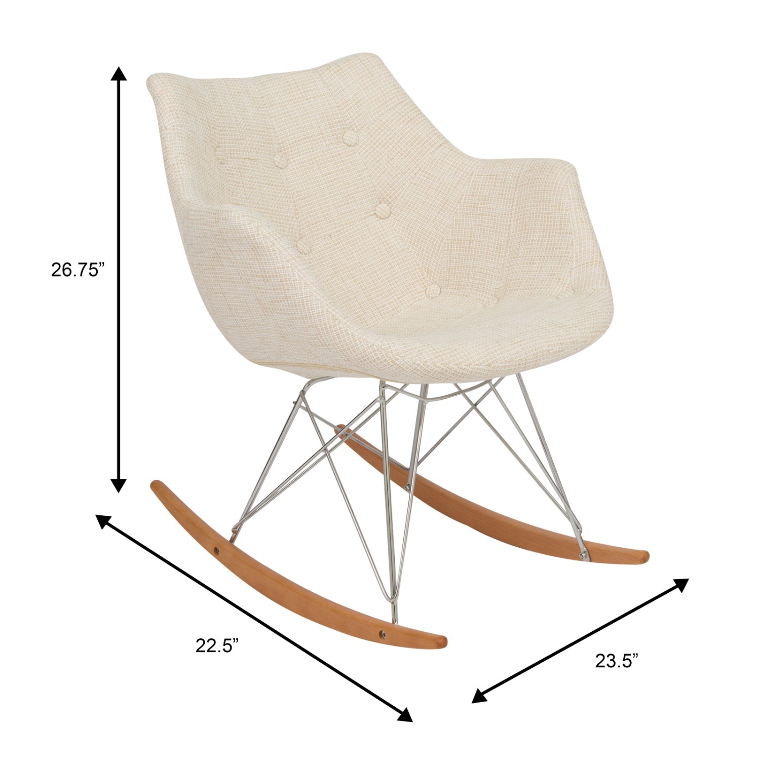 Amazon LeisureMod Willow Polyester Rocking Chair in Beige - image-7