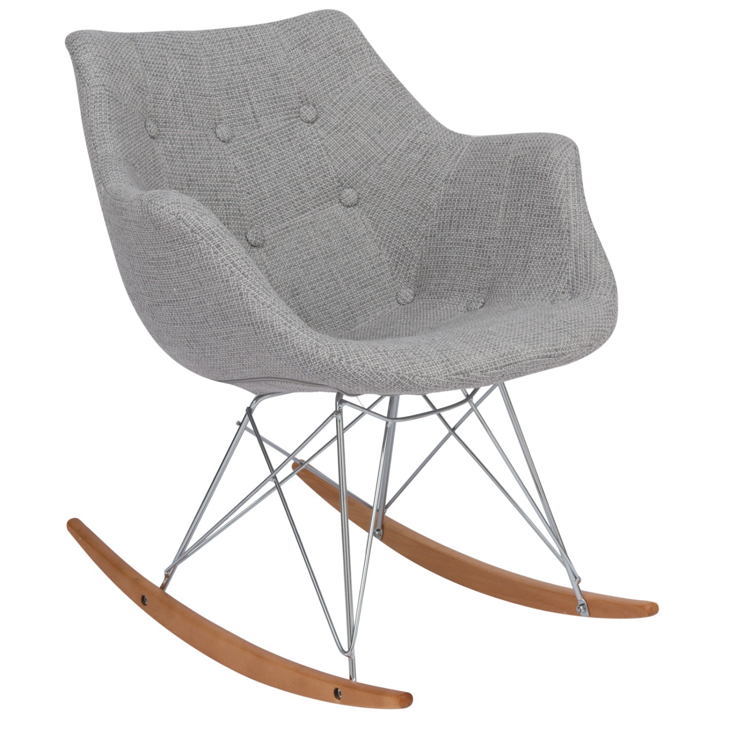 LeisureMod Willow Polyester Rocking Chair in Grey - image-1