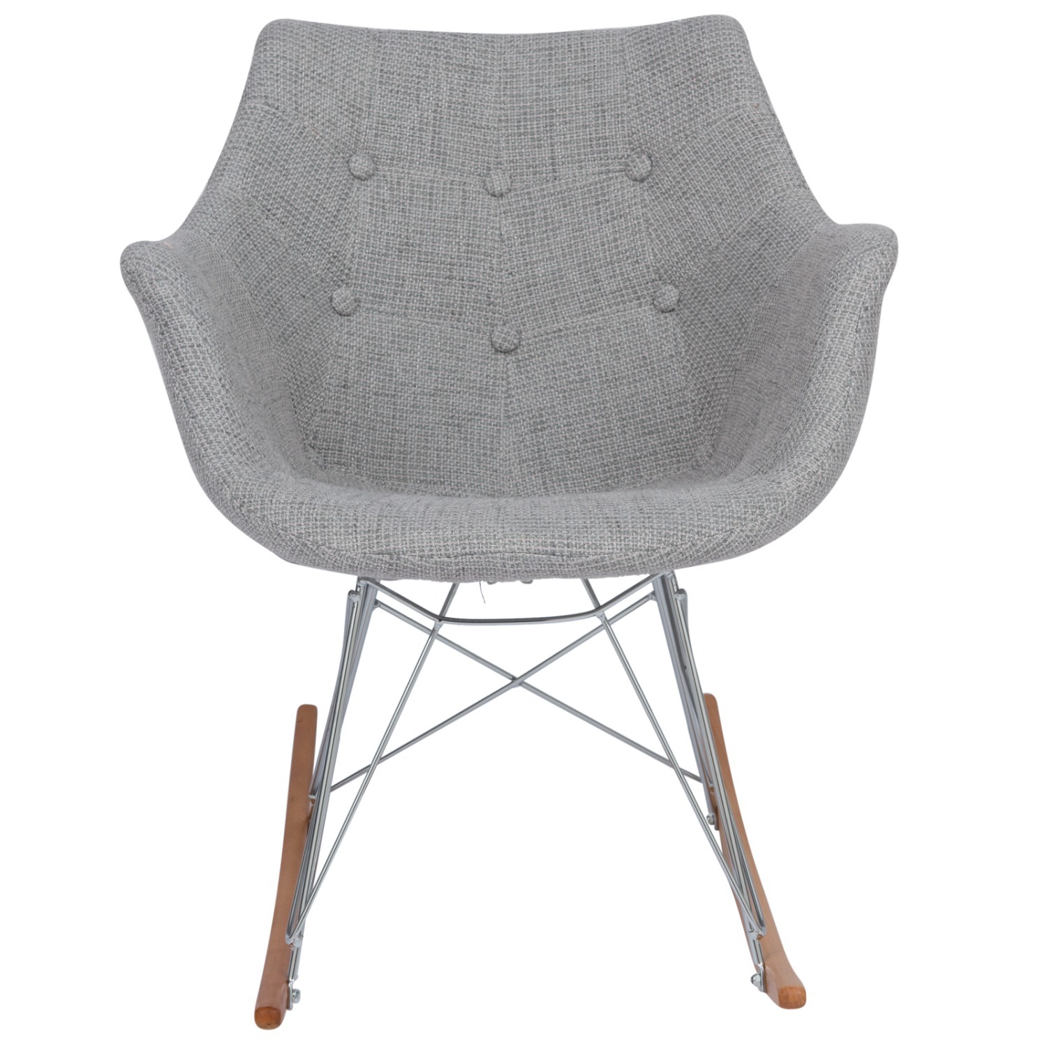 LeisureMod Willow Polyester Rocking Chair in Grey - image-3