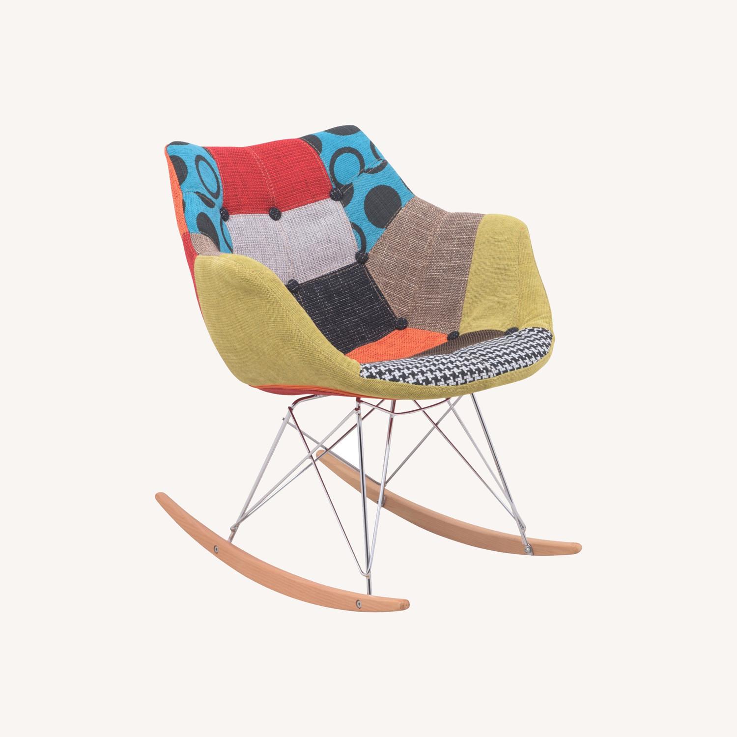 LeisureMod Willow Multicolor Fabric Rocking Chair - image-0