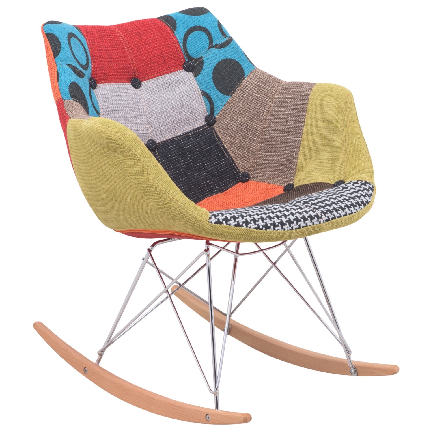 LeisureMod Willow Multicolor Fabric Rocking Chair - image-1