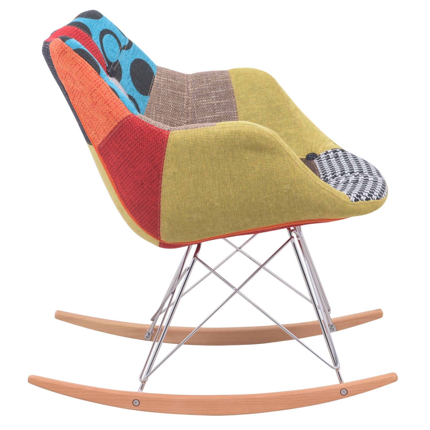 LeisureMod Willow Multicolor Fabric Rocking Chair - image-4