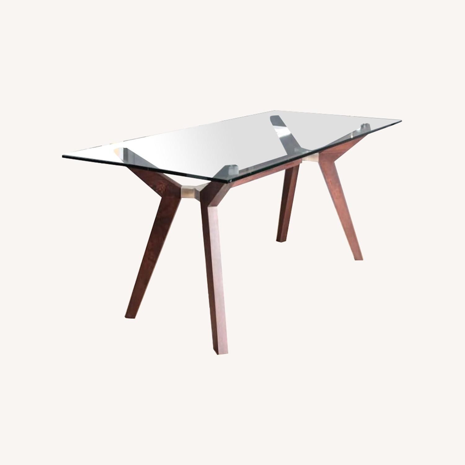  Crate & Barrel Glass Top Table - image-0