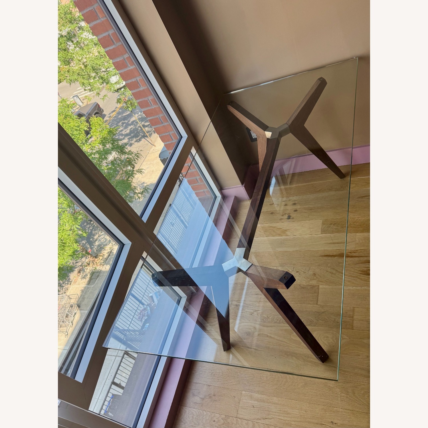  Crate & Barrel Glass Top Table - image-2