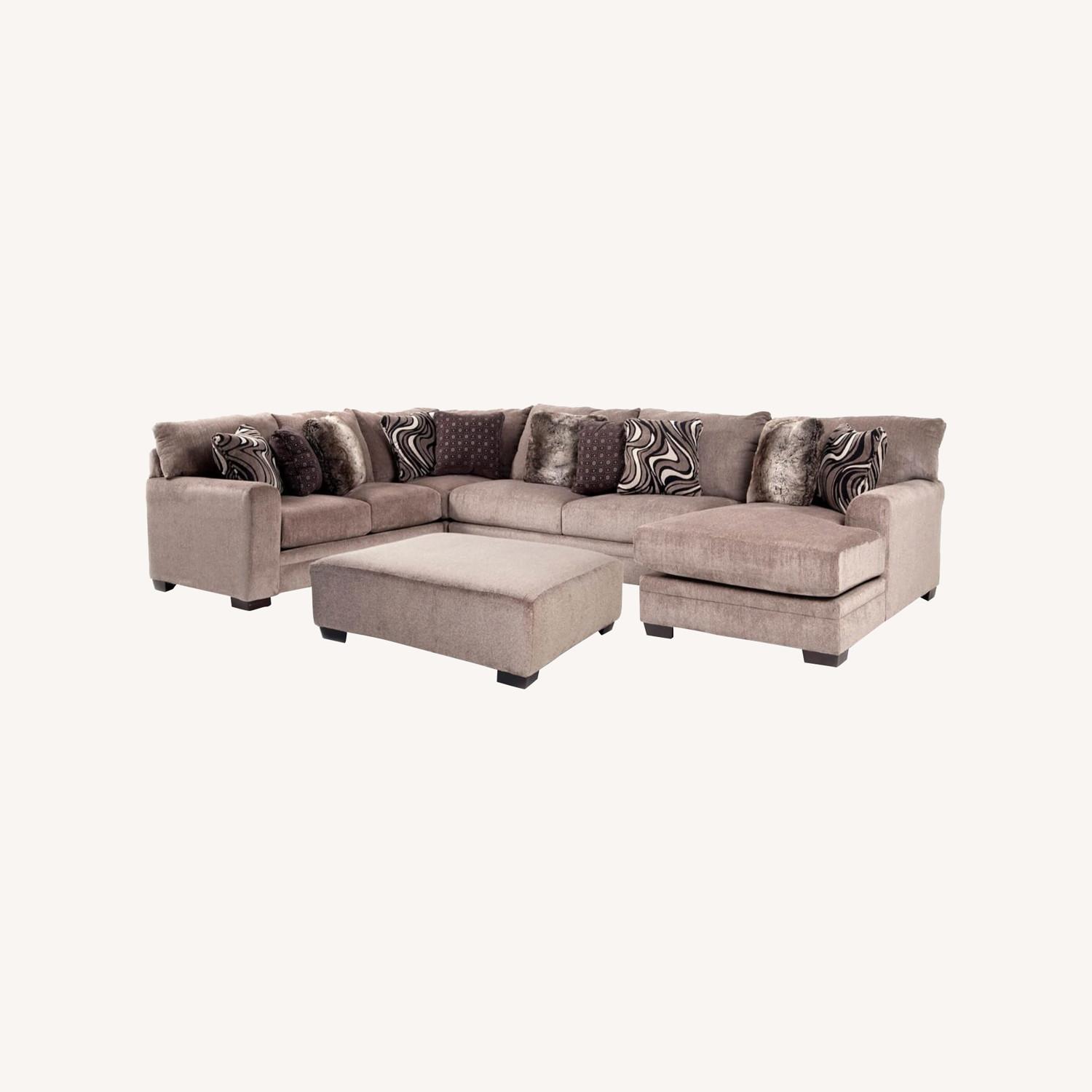Luxe Gray 150'' Sectional with Ottoman - image-0
