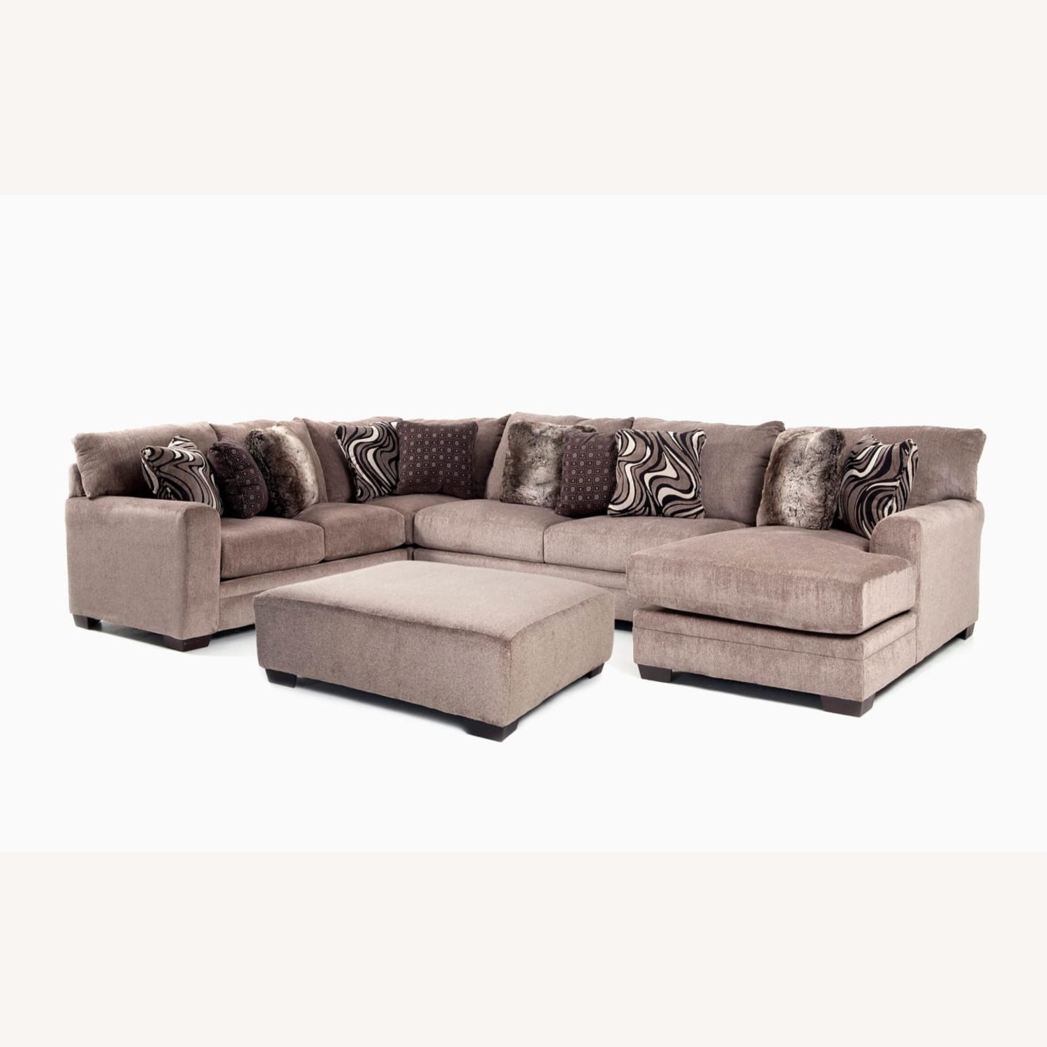 Luxe Gray 150'' Sectional with Ottoman - image-2