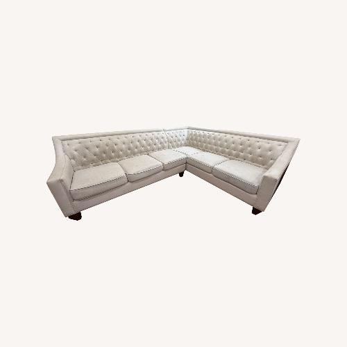 Used Large Off-White Linen Corner Couch for sale on AptDeco