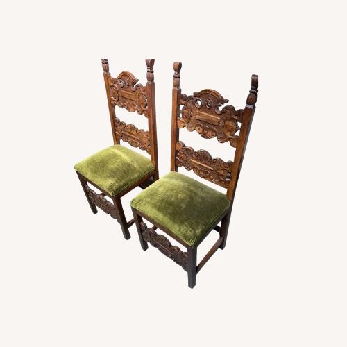 Used Italian Hand Carved Chairs in Walnut Circa 1900s for sale on AptDeco