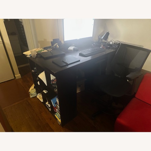Used Tall and Solid Wooden Desk With Storage on Sides for sale on AptDeco