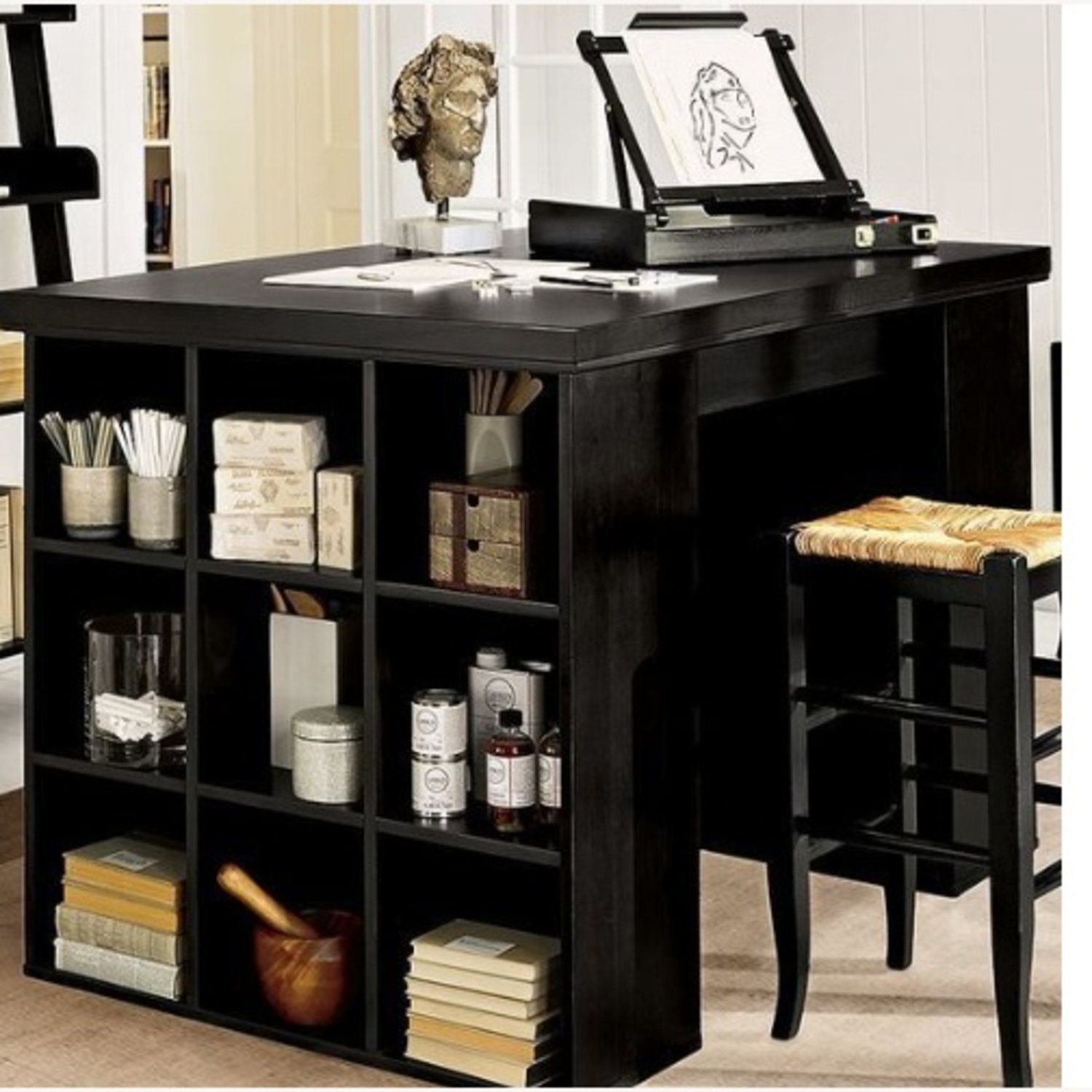Tall and Solid Wooden Desk With Storage on Sides - image-0