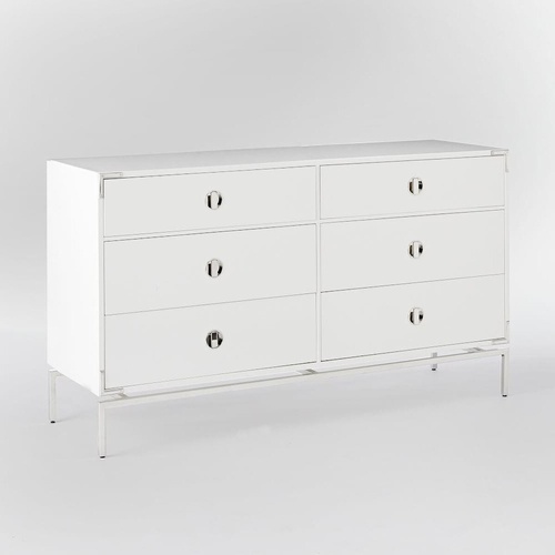Used West Elm Malone Campaign 6-Drawer Chest - White Lacquer for sale on AptDeco