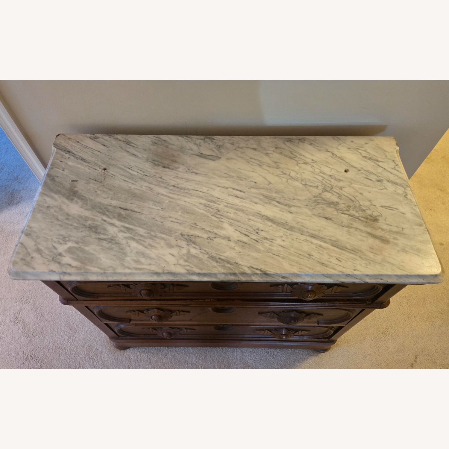Vintage Marble Top Chest of Drawers - Walnut  - image-3