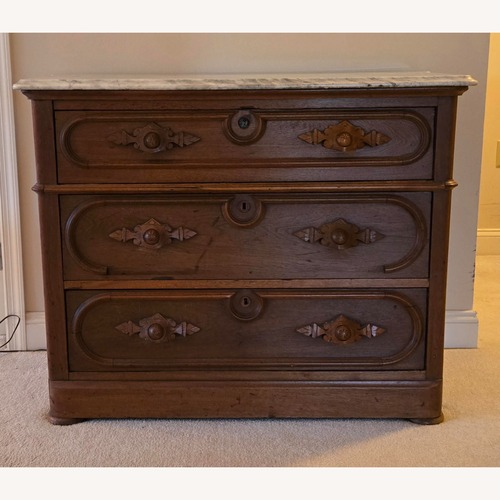 Used Vintage Marble Top Chest of Drawers - Walnut  for sale on AptDeco