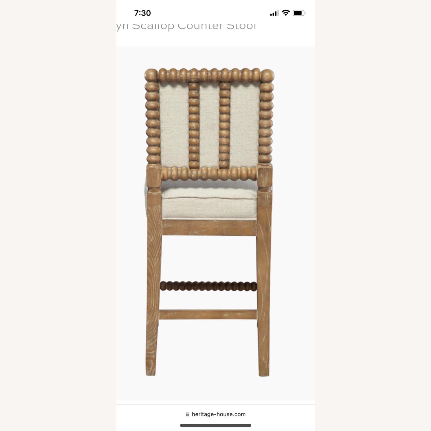 Kenia French Country Upholstered Brown Oak Wood Counter Stool - image-2