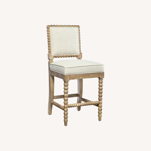Used Kenia French Country Upholstered Brown Oak Wood Counter Stool for sale on AptDeco