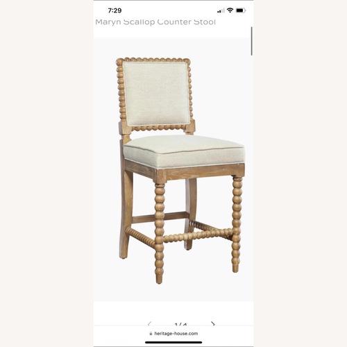 Used Kenia French Country Upholstered Brown Oak Wood Counter Stool for sale on AptDeco